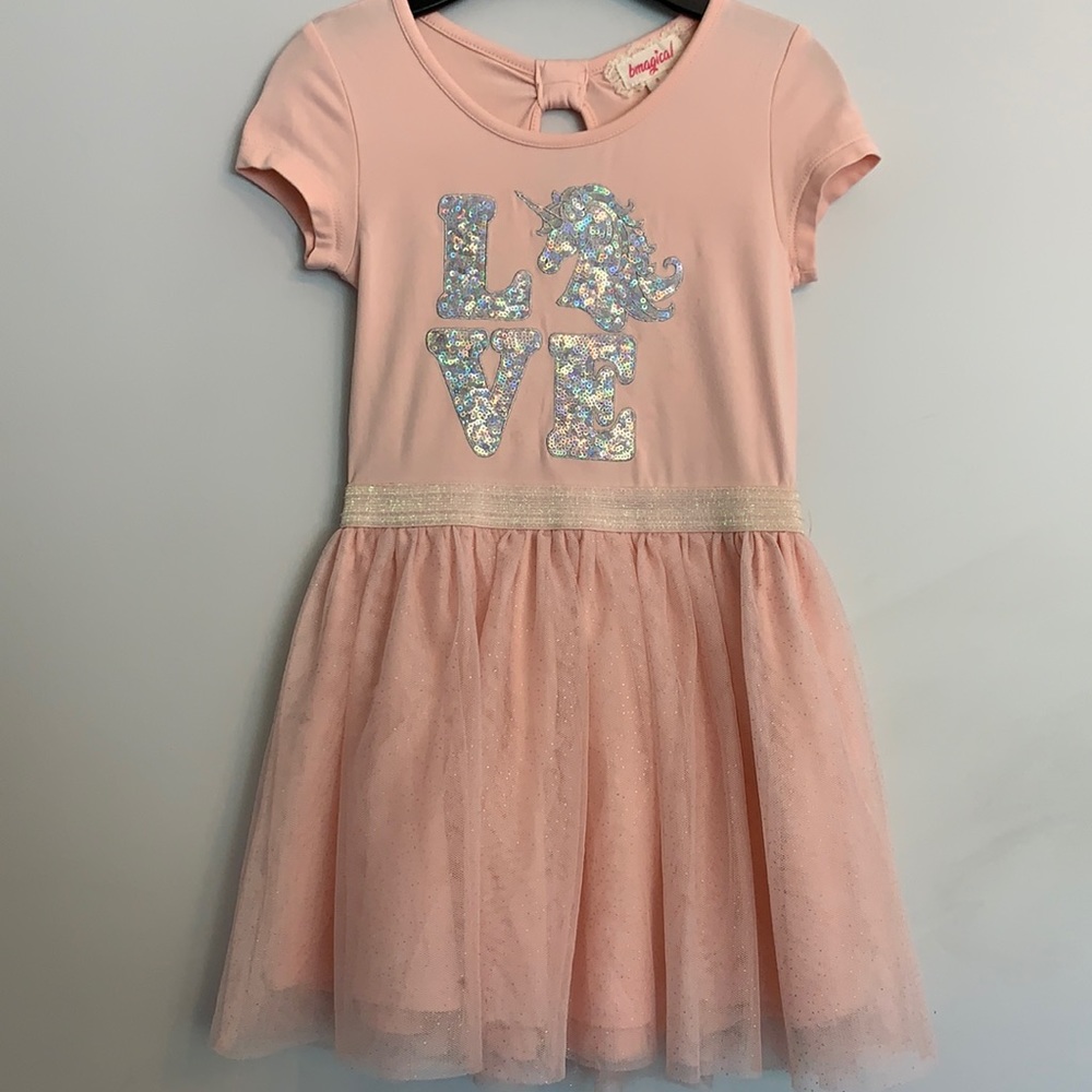 Bmagical Girls Pink Short Sleeve Dress Size 5